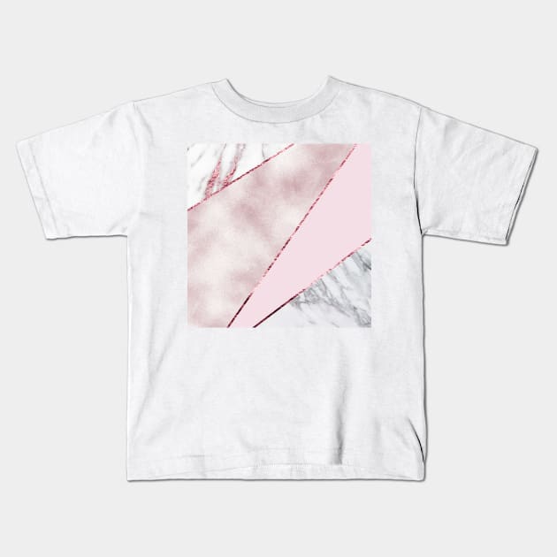 Deep rose gold with grey marble Kids T-Shirt by marbleco